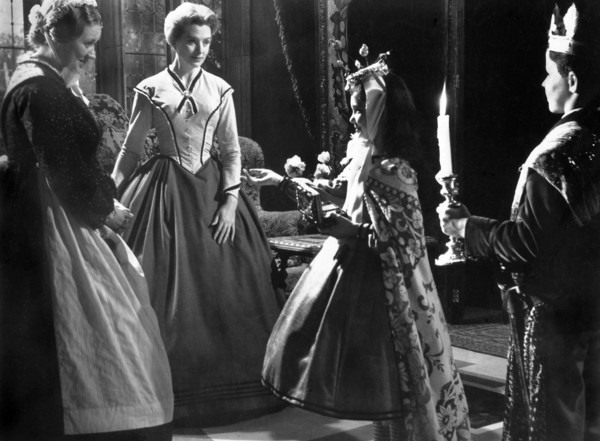 Megs Jenkins, Deborah Kerr, Pamela Franklin, Martin Stephens, on-set of the film, "The Innocents",