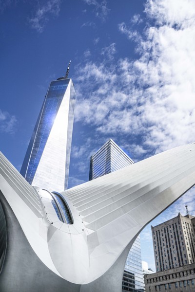 Oculus Transportation Hub and One World Trade Center, Financial District, New York City, New York,