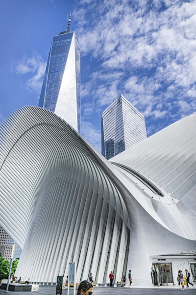 Oculus Transportation Hub and One World Trade Center, Financial District, New York City, New York,