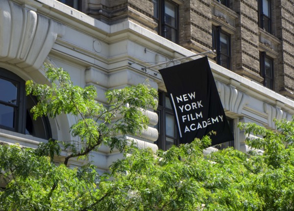 New York Film Academy, building exterior with hanging banner, New York City, New York, USA