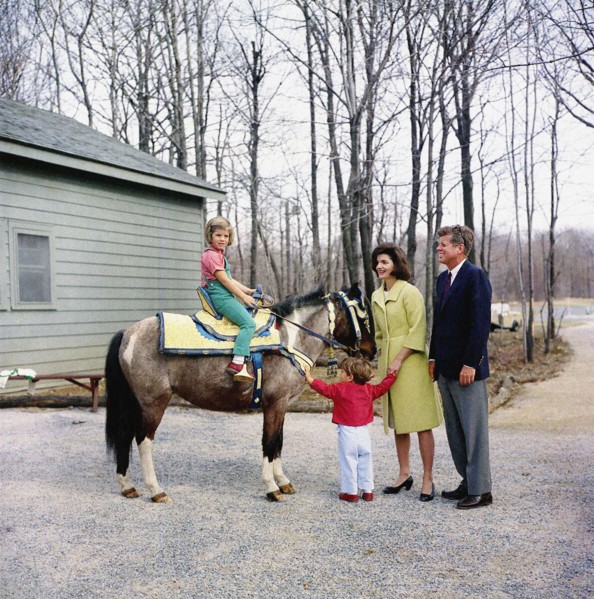 U.S. President John F. Kennedy and U.S. First Lady Jacqueline Kennedy stand with their children,
