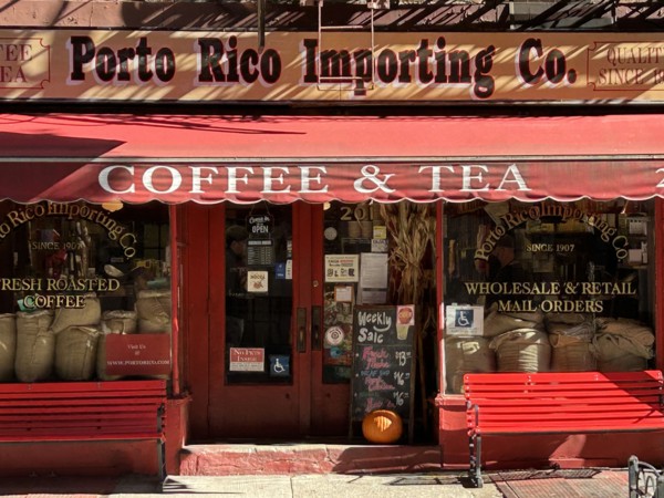 Porto Rico Importing Co., Coffee and Tea Shop, building exterior, 201 Bleecker Street, Greenwich