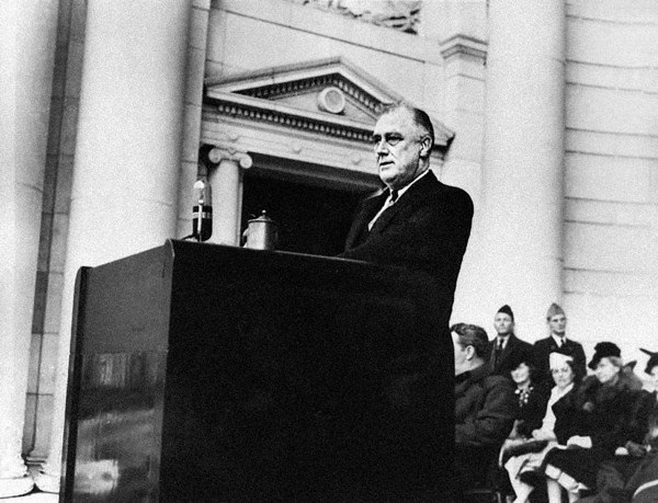U.S. President Franklin D. Roosevelt giving Armistice Day speech at Arlington National Cemetery,