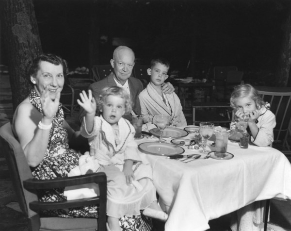 U.S. President Dwight D. Eisenhower and U.S. First Lady Mamie Eisenhower spending weekend vacation