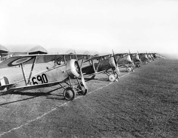 Twenty-six airplanes in line for inspection, aviation field, Issoudun, France, U.S. Army Signal