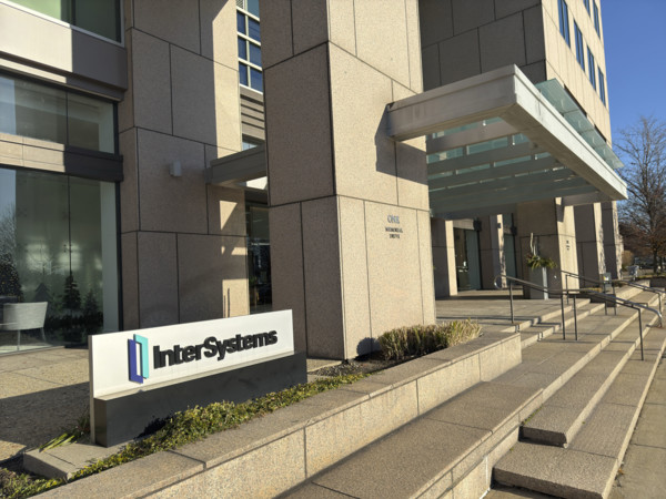 InterSystems, building exterior with company sign and logo, Cambridge, Massachusetts, USA