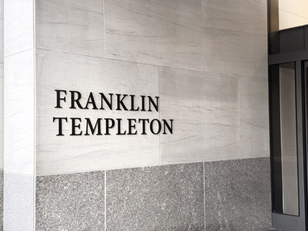 Franklin Templeton Investment Firm, company name on office building exterior, New York City, New