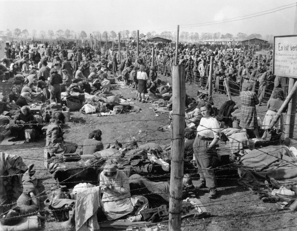 Female members of the Wehrmacht are among the inmates of the Third U.S. Army prisoner of war