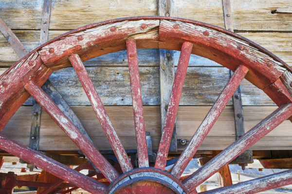 Old wood wagon wheel detail
