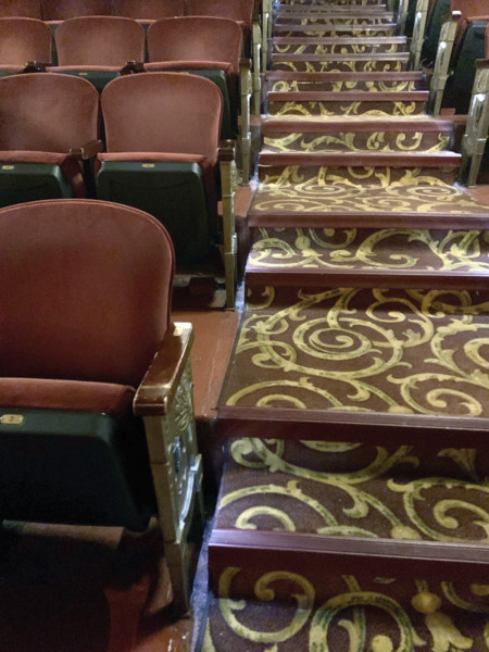 Beacon Theatre, seats and carpet detail, New York City, NY, USA
