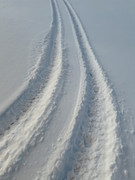 Tire tracks in snow