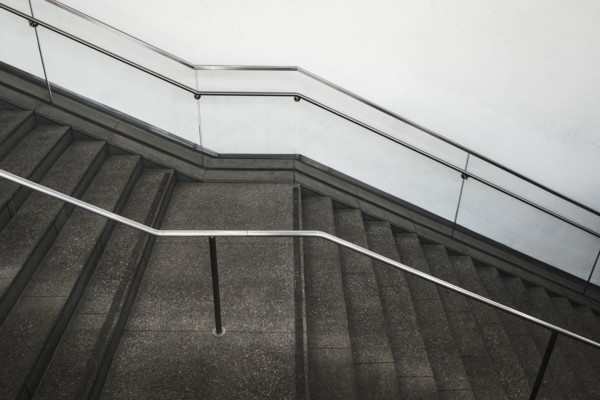 Empty staircase inside commercial building