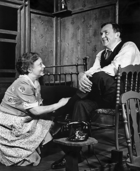 June Walker, Thomas Mitchell, on-stage of the Broadway play, "Death Of A Salesman", Morosco