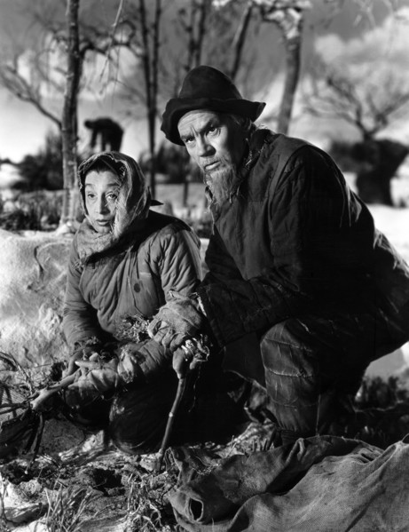 Aline MacMahon, Walter Huston, on-set of the film, "Dragon Seed,", MGM, 1944