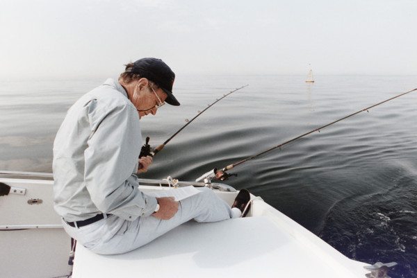 U.S. President George H.W. Bush fishing off the coast of Kennebunkport, Maine, USA, Susan Biddle,