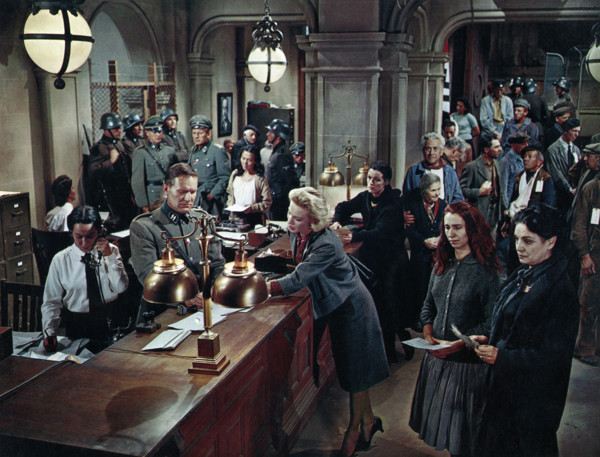 Ingrid Thulin (standing at counter), on-set of the film, "The Four Horsemen Of The Apocalypse",