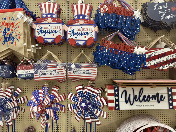 Patriotic home décor decorations on display