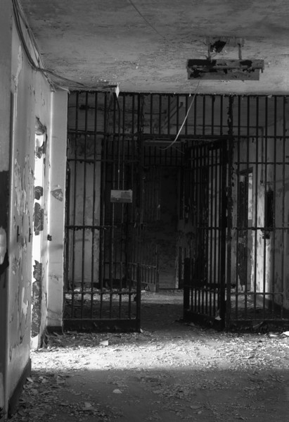 Interior view of abandoned prison