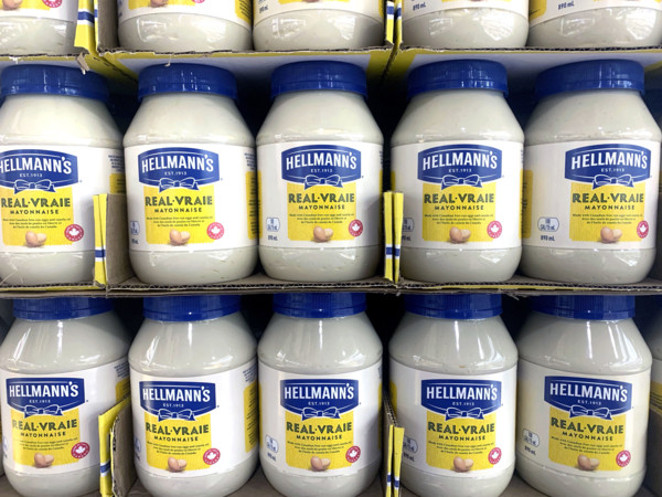 Hellmann's Mayonnaise Stacked at Grocery Store