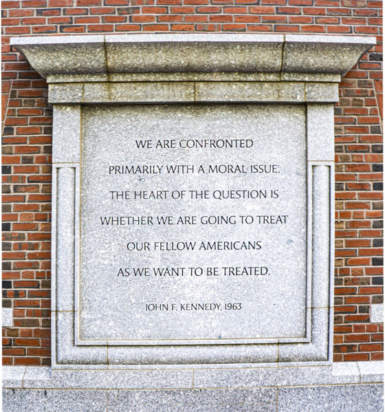 U.S. President John F. Kennedy  quote inscribed on exterior of John Joseph Moakley United States Courthouse, Boston