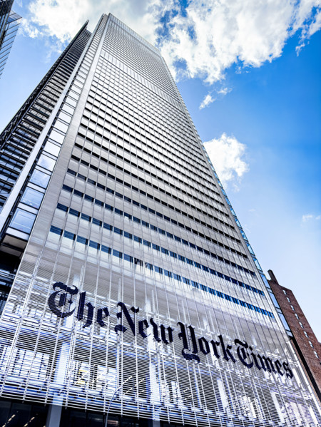 The New York Times Building, building exterior, low angle view, 620 Eighth Avenue, Manhattan, New