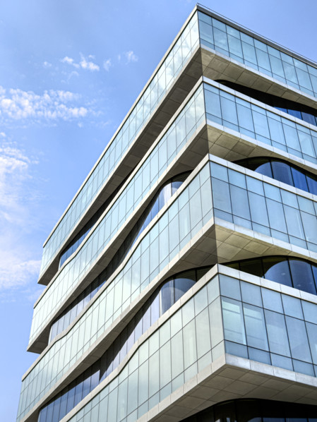 Henry R. Kravis Hall, building exterior, low angle view, Columbia University Business School,