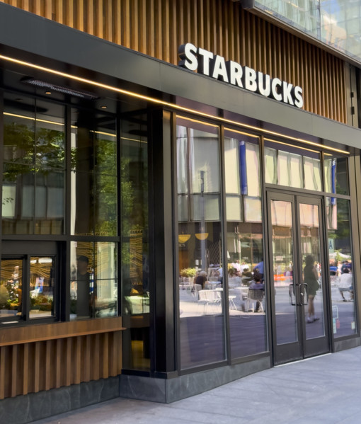 Starbucks, building exterior, Hudson Yards, Manhattan, New York City, New York, USA