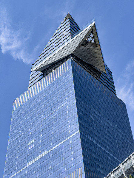 30 Hudson Yards skyscraper with view of The Edge observation deck, low angle view, Hudson Yards,