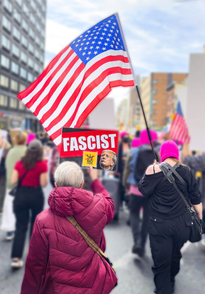 Demonstrators participating in "No Kings" Protest March, Manhattan, New York City, New York, USA,
