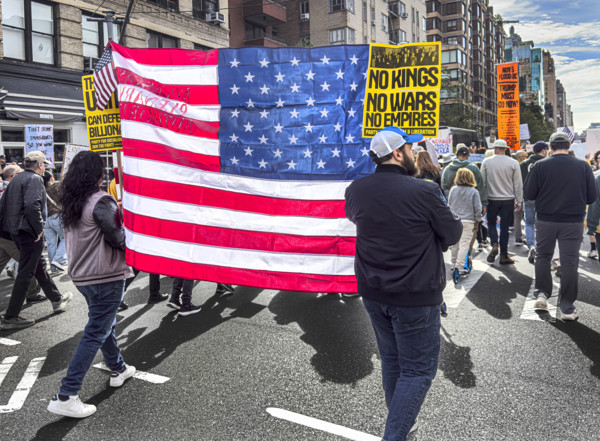 Demonstrators participating in "No Kings" Protest March, Manhattan, New York City, New York, USA,