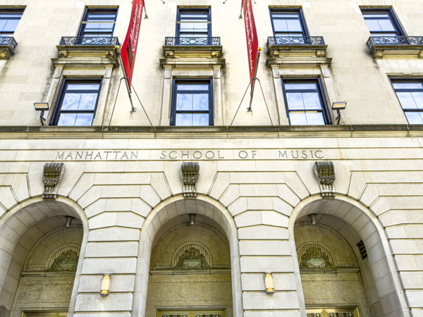 Manhattan School of Music, building exterior, low angle view, 130 Claremont Avenue, Morningside