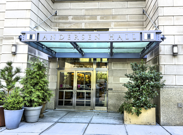 Andersen Residence Hall, Manhattan School of Music, building exterior, low angle view, 136