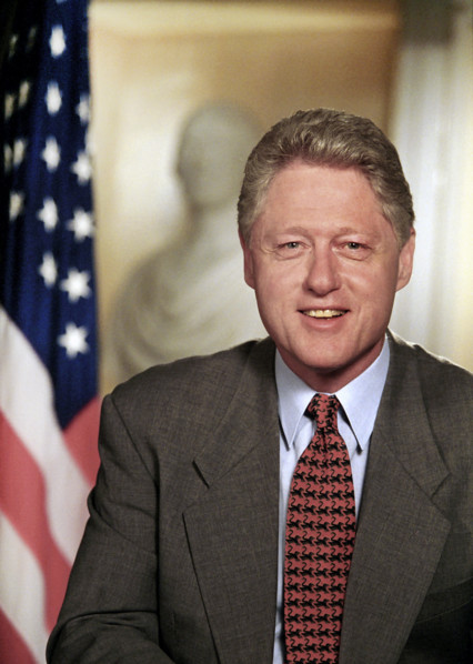 Half-length portrait of U.S. President Bill Clinton in the Cabinet Room, White House, Washington, D
