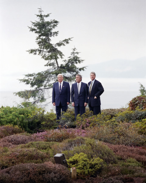 U.S. President Bill Clinton with Russian President Boris Yeltsin and Canadian Prime Minister Brian