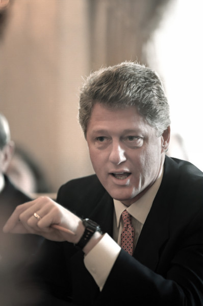 U.S. President Bill Clinton during his first cabinet meeting in the Cabinet Room of the White