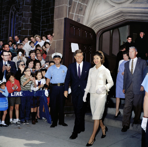 U.S. President John F. Kennedy and U.S. First Lady Jacqueline Kennedy leaving St. Mary’s Church