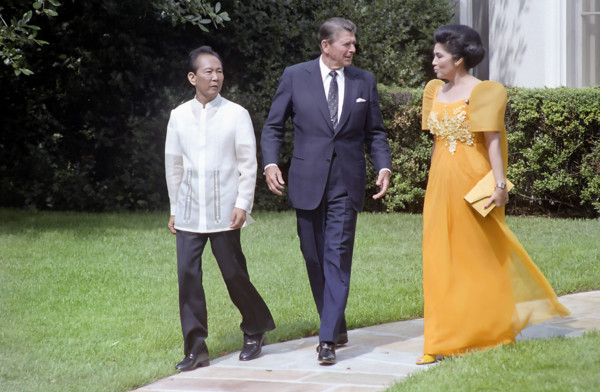 U.S. President Ronald Reagan with President of The Philippines Ferdinand Marcos and Imelda Marcos