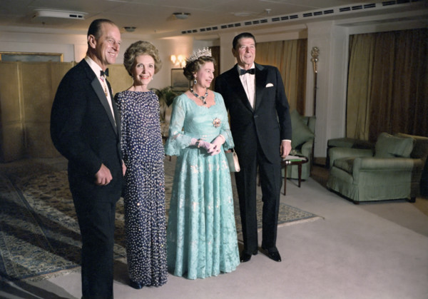 U.S. President Ronald Reagan and U.S. First Lady Nancy Reagan celebrating their thirty-first