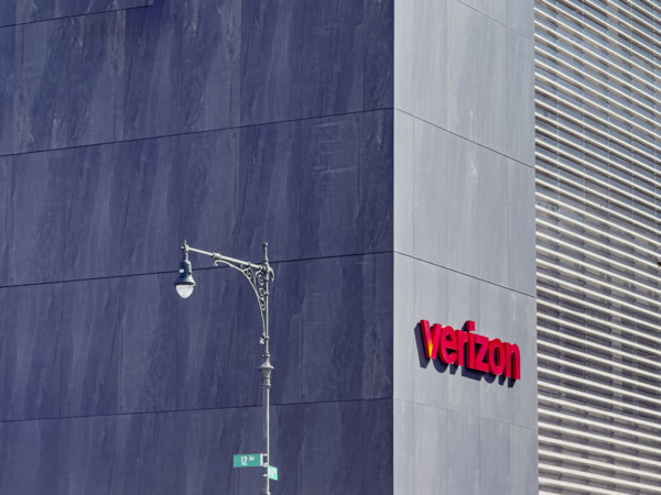 Verizon office building, building exterior and streetlight, 12th Avenue and West 47th Street,