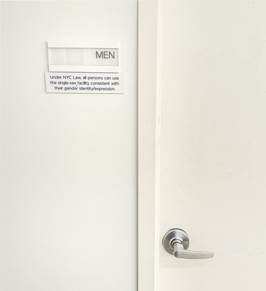 Sign for public bathroom allowing all persons the right to use single-sex facility consistent with