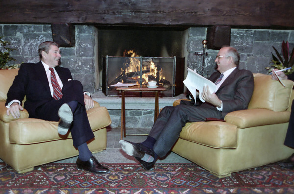 U.S. President Ronald Reagan and Soviet General Secretary Mikhail Gorbachev at first summit,