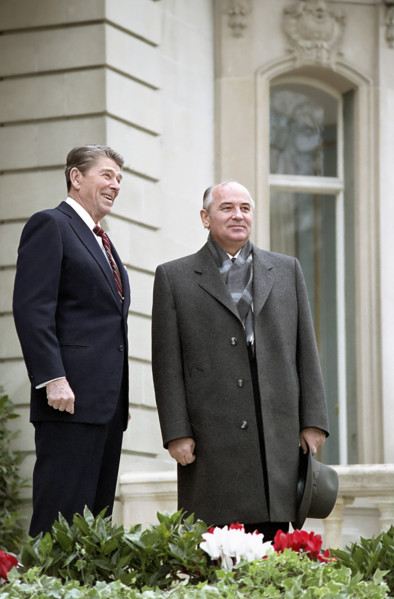U.S. President Ronald Reagan's first meeting with Soviet General Secretary Mikhail Gorbachev at