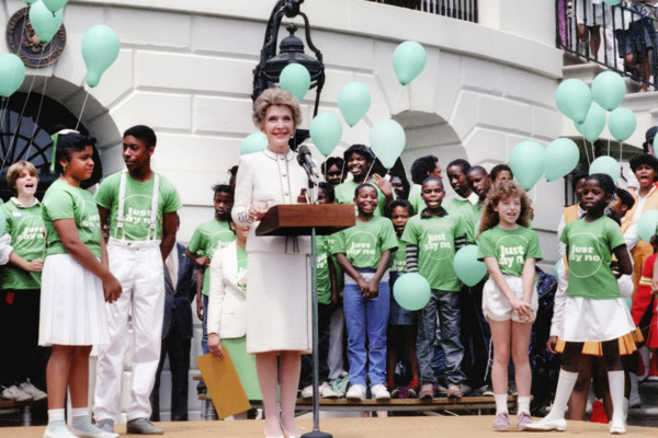 U.S. First Lady Nancy Reagan at a "Just Say No" rally at The White House, Washington, D.C., USA,
