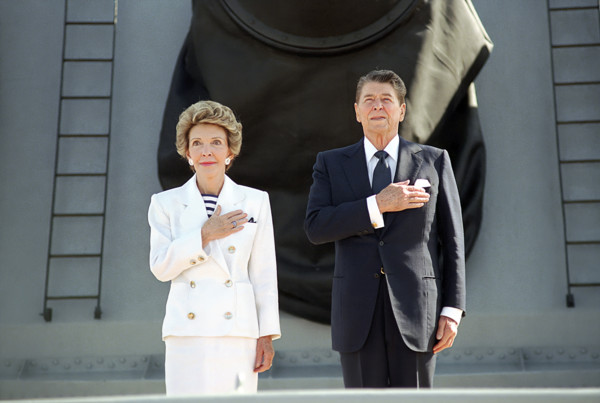 U.S. President Ronald Reagan and U.S. First Lady Nancy Reagan during International Naval Review