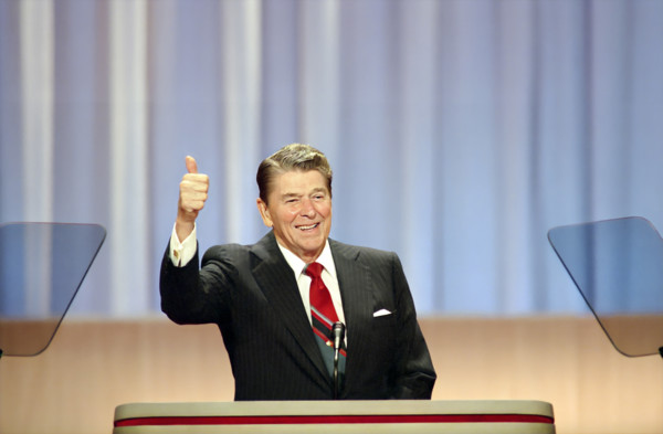 U.S. President Ronald Reagan giving  "Thumbs Up" signal during 1988 Republican National Convention,