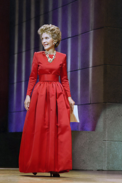 U.S. First Lady Nancy Reagan at The Council of Fashion Designers of America (CFDA) to receive