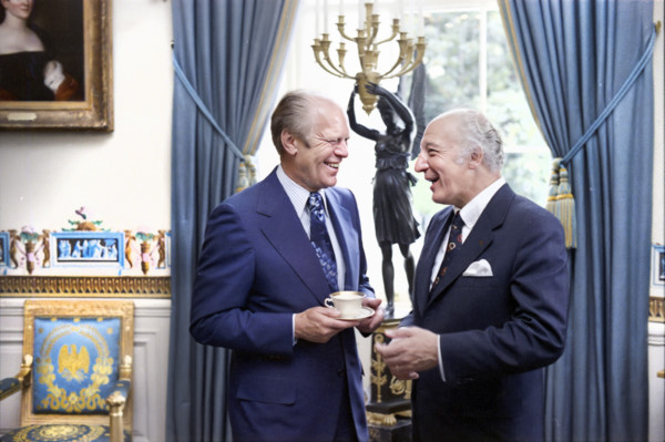 U.S. President Gerald R. Ford talking with Walter Scheel, President of the Federal Republic of