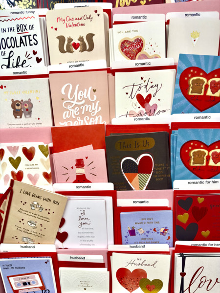 Display of Valentine's Day cards, Target department store, Tribeca, Manhattan, New York City, New