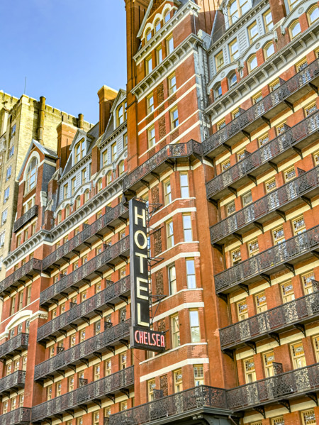 Hotel Chelsea luxury hotel and residential apartment building, building exterior, 222 West 23rd