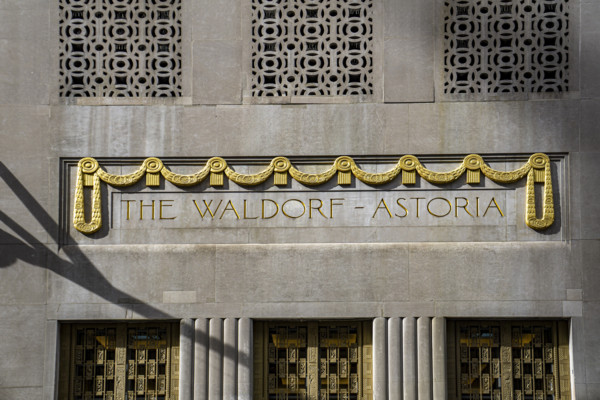 The Waldorf Astoria, luxury hotel and condominium residence, building exterior detail, Lexington